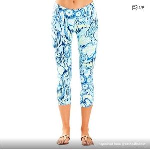 Lilly Pulitzer Luxletic Weekender Crop Leggings Indigo Sunset Swim S